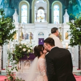 Bride and Groom First Kiss-min